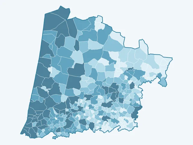 Carte du nombre d'habitants dans les Landes (40)