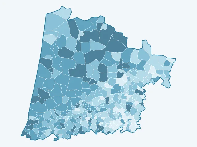 Carte du vote Jean-Luc Mélenchon dans les Landes (40)