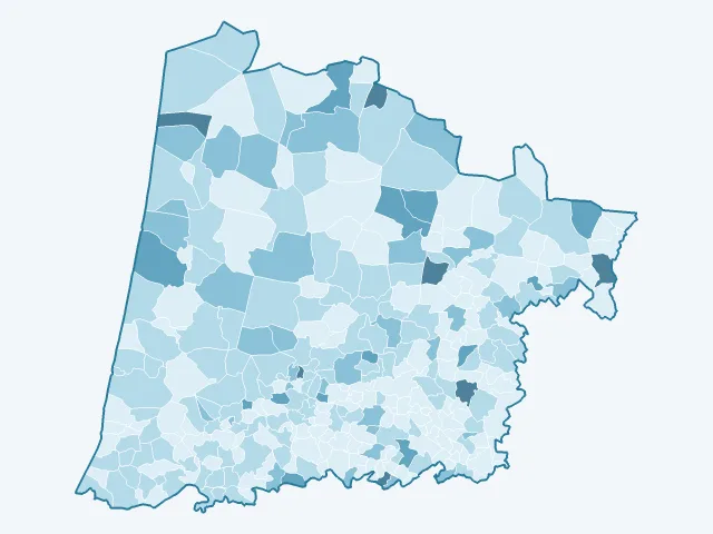 Carte du vote Nathalie Arthaud dans les Landes (40)