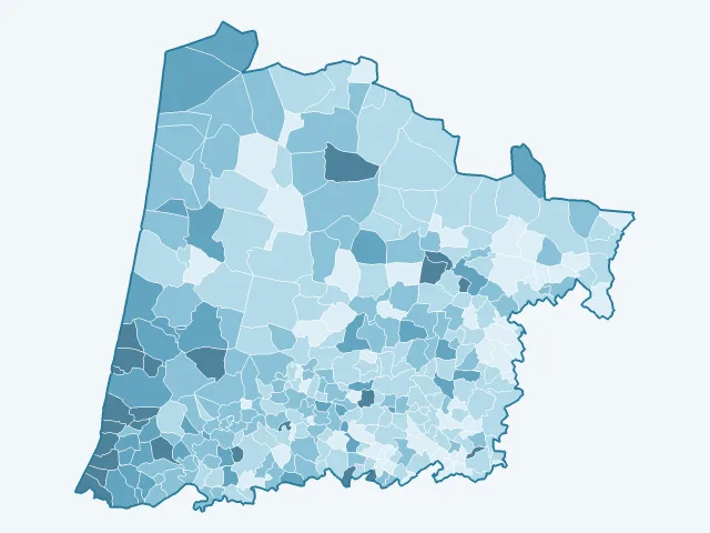 Carte du vote Yannick Jadot dans les Landes (40)