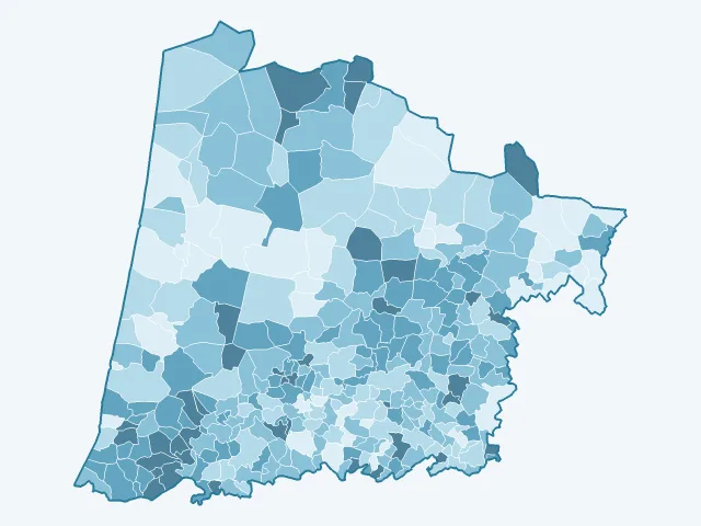 Carte de la population active dans les Landes (40)