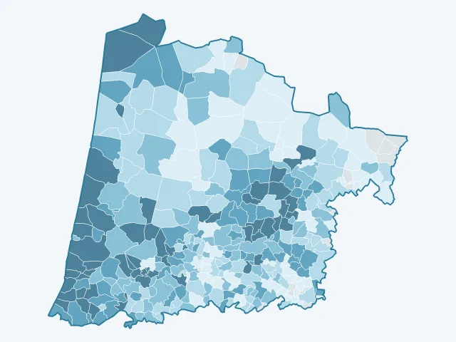 Carte du revenu moyen dans les Landes (40)