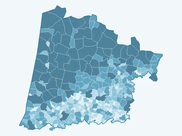 Carte de la superficie dans les Landes (40)