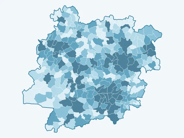 Carte du nombre d'habitants dans le Lot-et-Garonne (47)