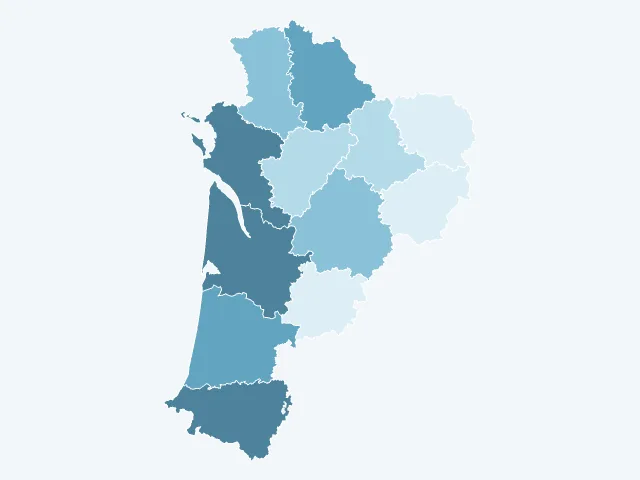 Carte du nombre d'habitants en Nouvelle-Aquitaine