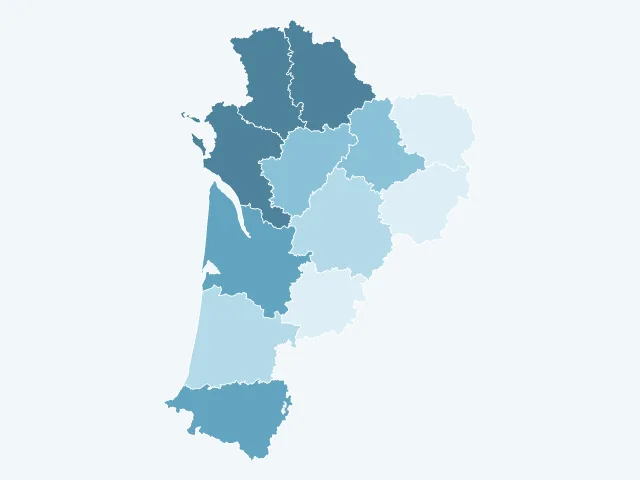 Carte du vote Emmanuel Macron en Nouvelle-Aquitaine