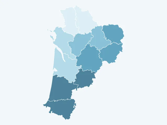 Carte du vote Jean Lassalle en Nouvelle-Aquitaine