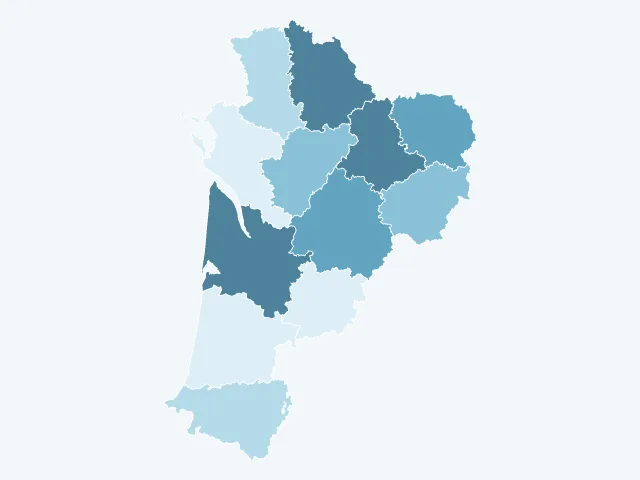 Carte du vote Jean-Luc Mélenchon en Nouvelle-Aquitaine
