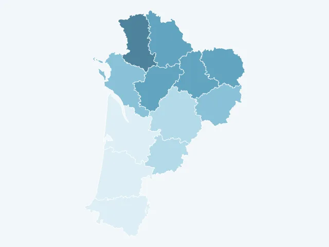 Carte du vote Nathalie Arthaud en Nouvelle-Aquitaine