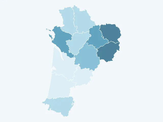 Carte du vote Valérie Pécresse en Nouvelle-Aquitaine