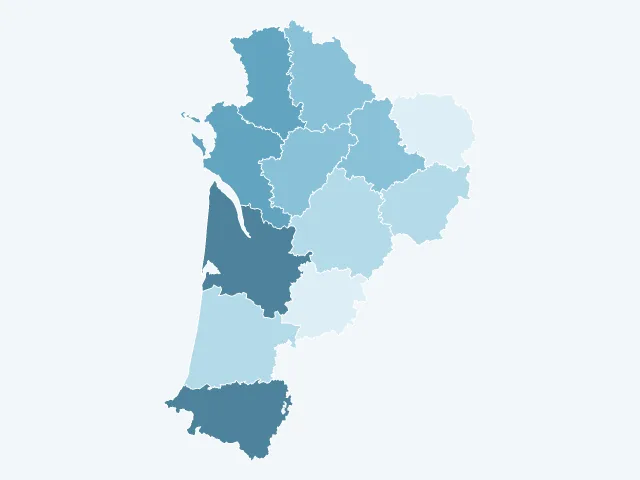 Carte du vote Yannick Jadot en Nouvelle-Aquitaine