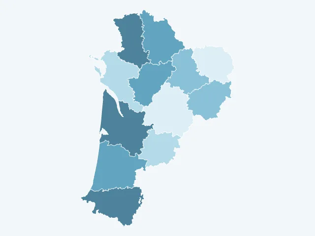 Carte de la population active en Nouvelle-Aquitaine