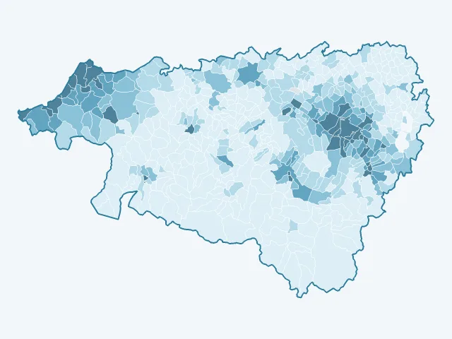 Carte de la densité de population dans les Pyrénées-Atlantiques (64)