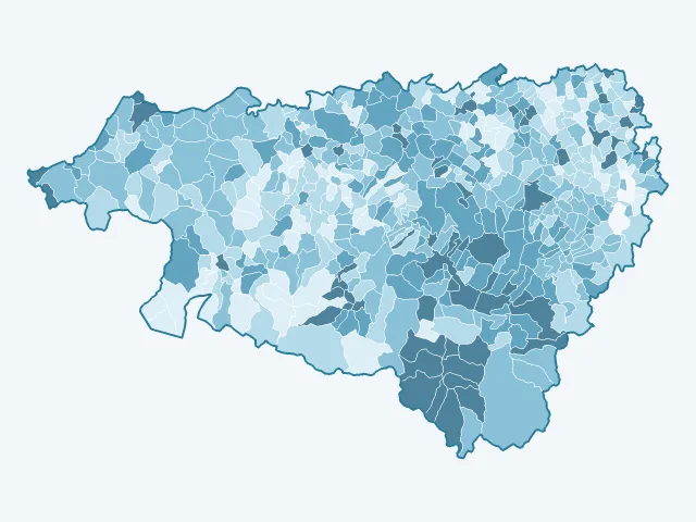 Carte du vote Jean-Luc Mélenchon dans les Pyrénées-Atlantiques (64)