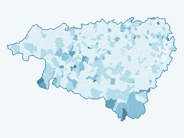 Carte du vote Nathalie Arthaud dans les Pyrénées-Atlantiques (64)
