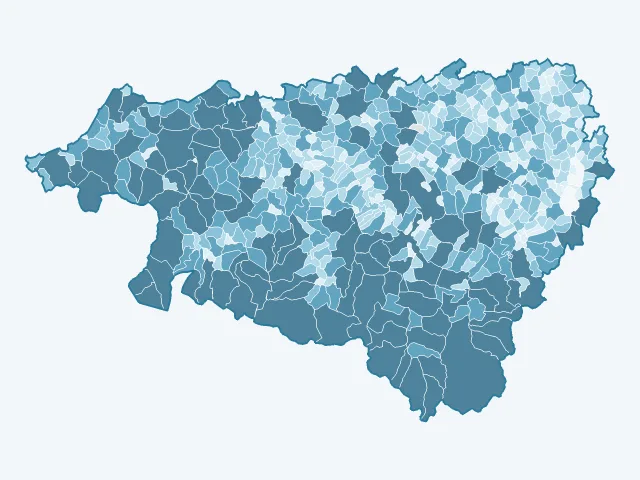 Carte de la superficie dans les Pyrénées-Atlantiques (64)