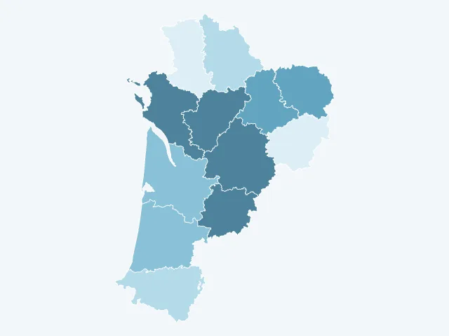 Carte du taux de chômage en Nouvelle-Aquitaine