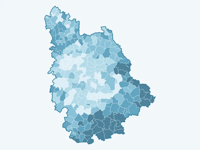 Carte de l'âge moyen dans la Vienne (86)