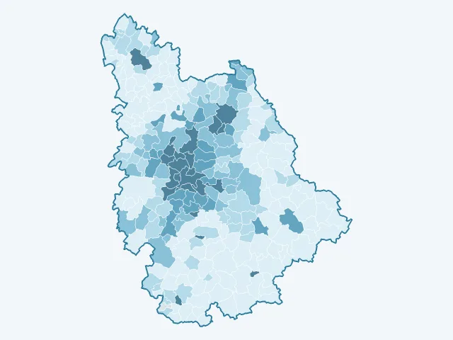 Carte de la densité de population dans la Vienne (86)