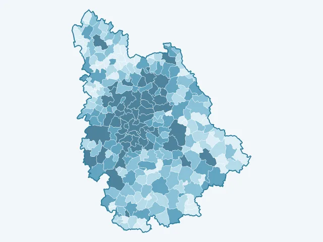 Carte du nombre d'habitants dans la Vienne (86)