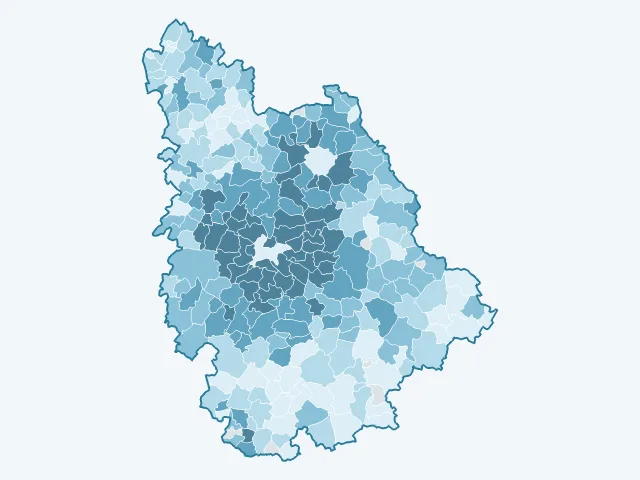 Carte du revenu moyen dans la Vienne (86)