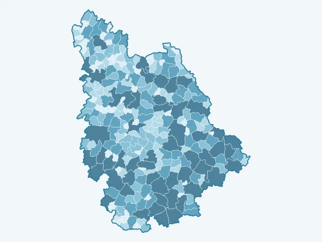 Carte de la superficie dans la Vienne (86)