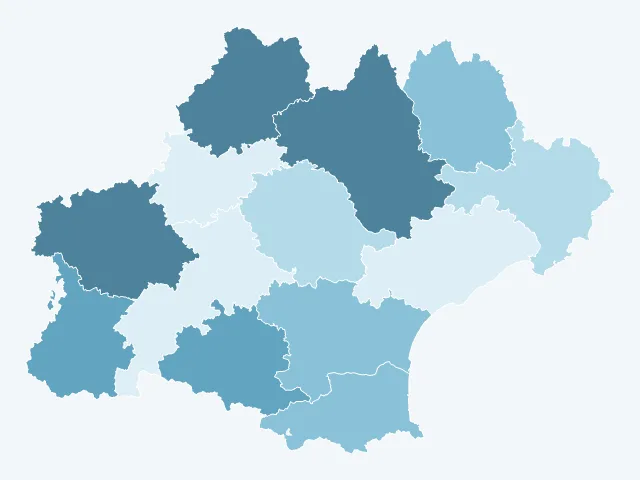 Carte de l'âge moyen en Occitanie