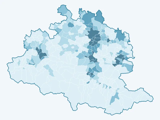 Carte de la densité de population dans l'Ariège (09)