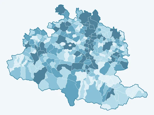 Carte du nombre d'habitants dans l'Ariège (09)