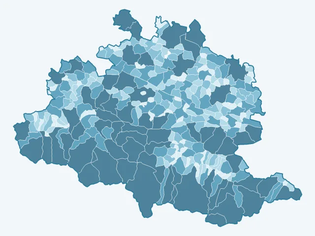 Carte de la superficie dans l'Ariège (09)