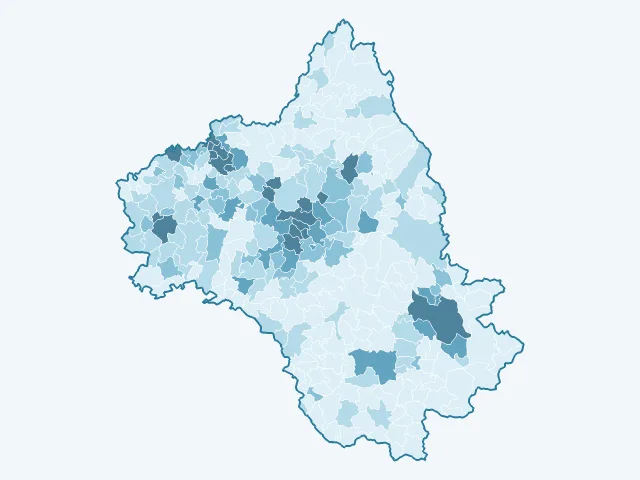 Carte de la densité de population dans l'Aveyron (12)