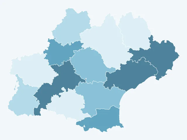 Carte de la densité de population en Occitanie