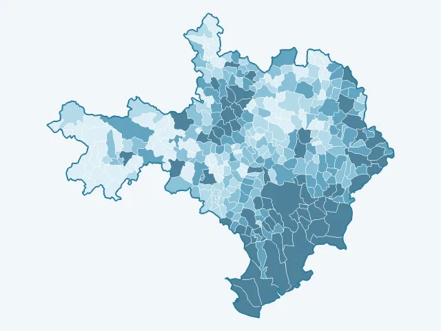 Carte du nombre d'habitants dans le Gard (30)