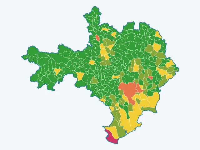 Carte de l'indice de tranquillité dans le Gard (30)