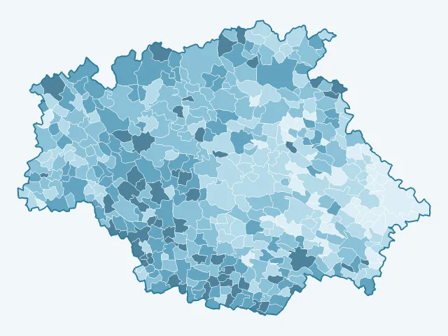 Carte de l'âge moyen dans le Gers (32)