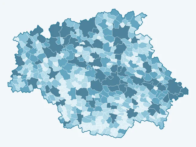 Carte du nombre d'habitants dans le Gers (32)