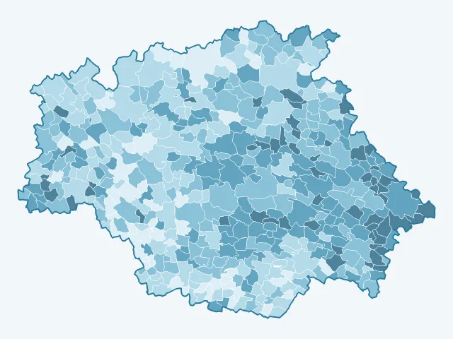 Carte de la population active dans le Gers (32)