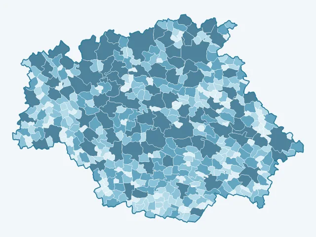 Carte de la superficie dans le Gers (32)