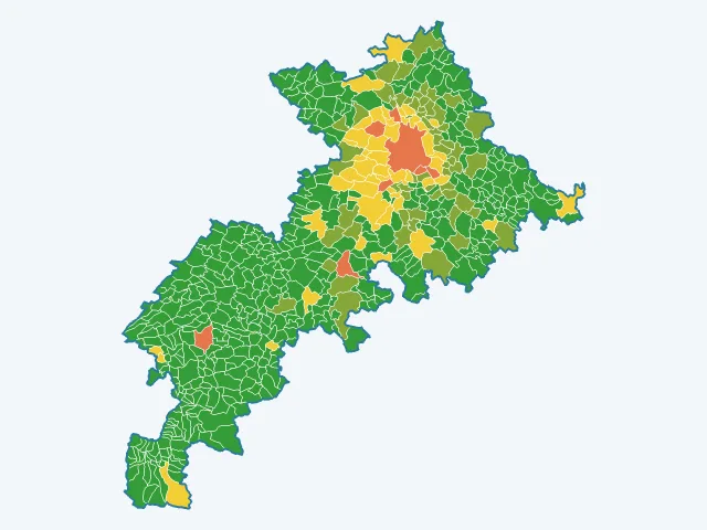 Carte de l'indice de tranquillité dans la Haute-Garonne (31)