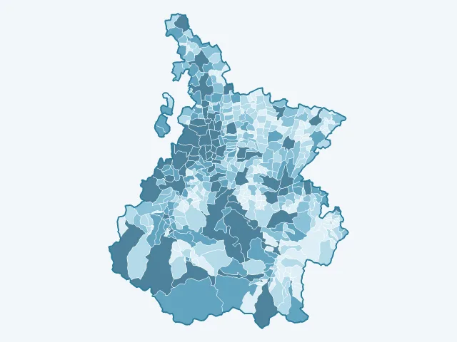 Carte du nombre d'habitants dans les Hautes-Pyrénées (65)