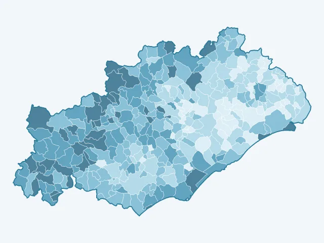 Carte de l'âge moyen dans l'Hérault (34)
