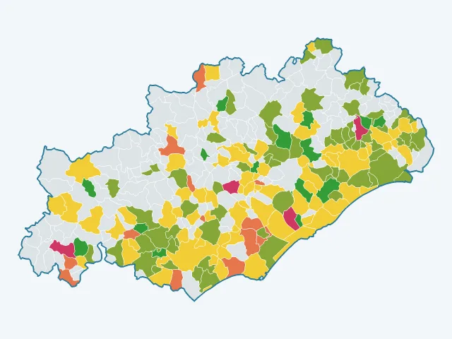 Carte de la satisfaction des habitants dans l'Hérault (34)