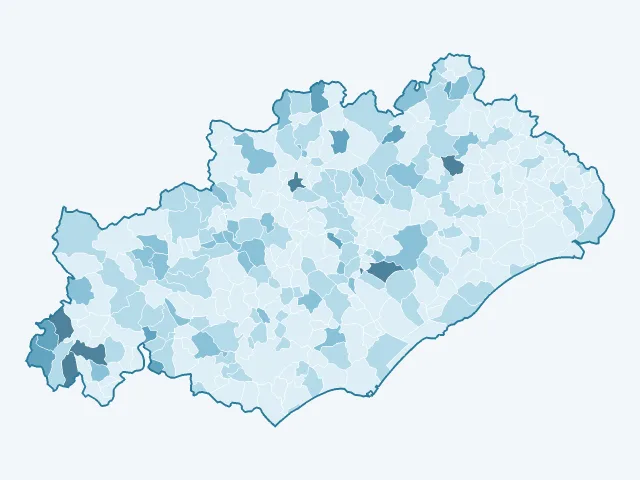 Carte du vote Nathalie Arthaud dans l'Hérault (34)