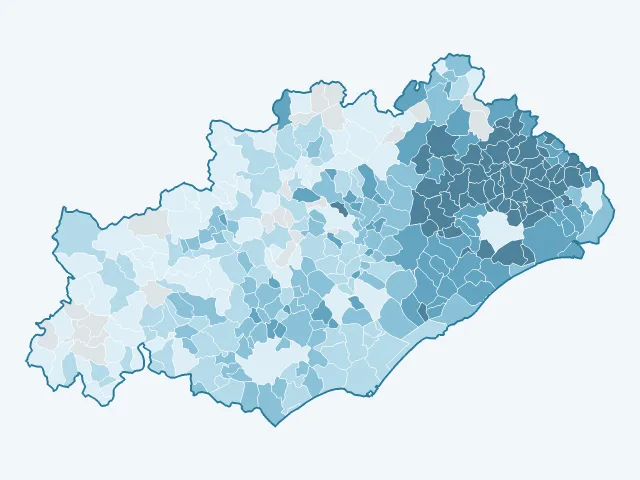 Carte du revenu moyen dans l'Hérault (34)