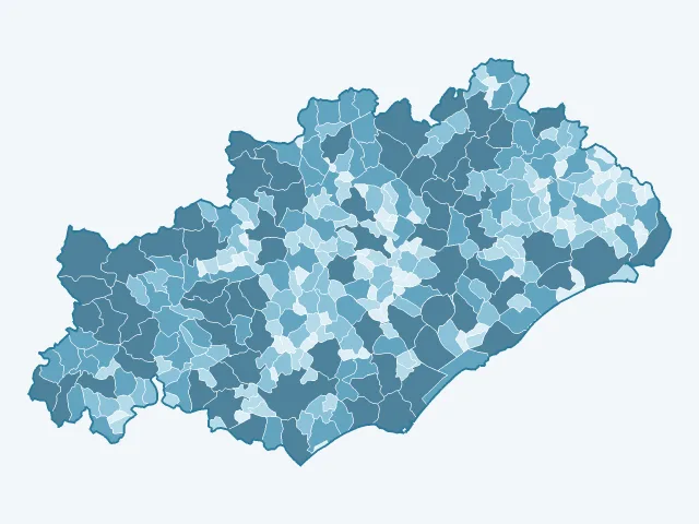 Carte de la superficie dans l'Hérault (34)