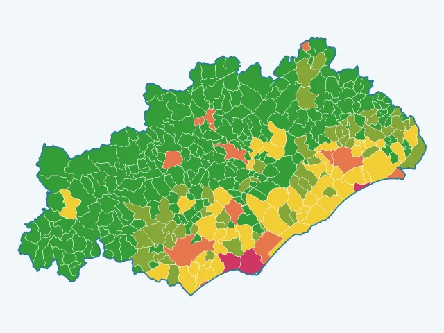 Carte de l'indice de tranquillité dans l'Hérault (34)