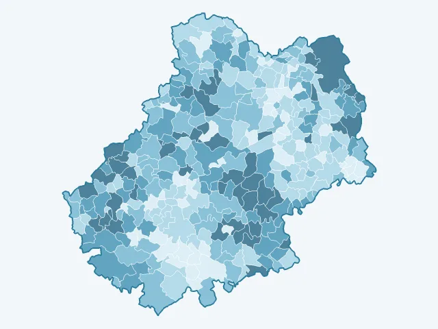 Carte de l'âge moyen dans le Lot (46)