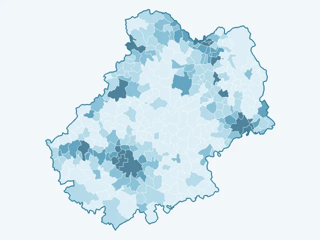 Carte de la densité de population dans le Lot (46)