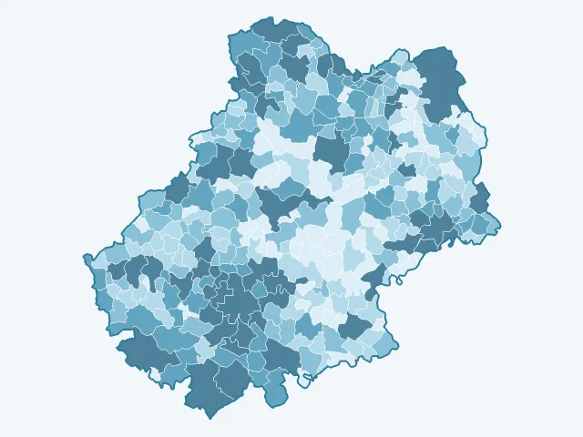 Carte du nombre d'habitants dans le Lot (46)