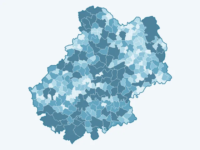 Carte de la superficie dans le Lot (46)